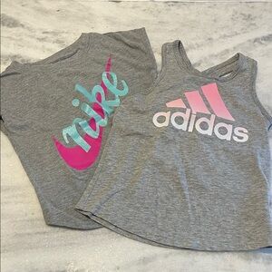 Adidas Kids Gray Tank Top with Pink Logo Nike tee